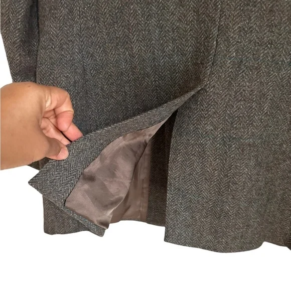 Vintage By Haggar Mens Brown Herringbone Wool Tweed Two Button Sport Coat Sz.42L